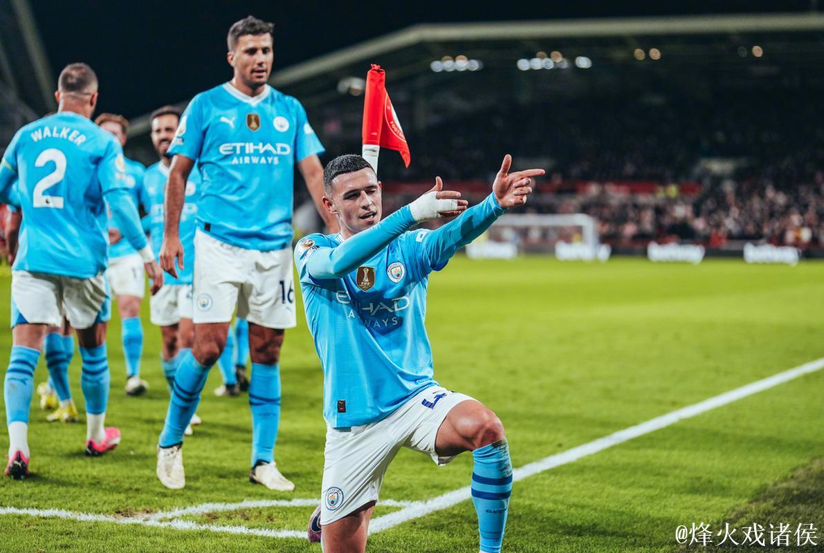 英超-福登双响丁丁助攻 曼城2-2布伦特福德